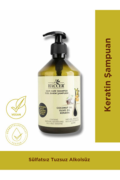 Haccer Tuzsuz Sülfatsız Parabensiz Zeytinyağı Hindistan Cevizi Keratin Şampua...