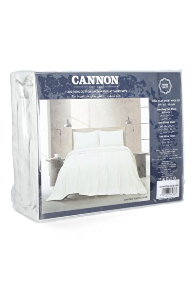 Cannon طقم ملاءات مسطحة من القطن الفاخر T300 مكون من 4 قطع