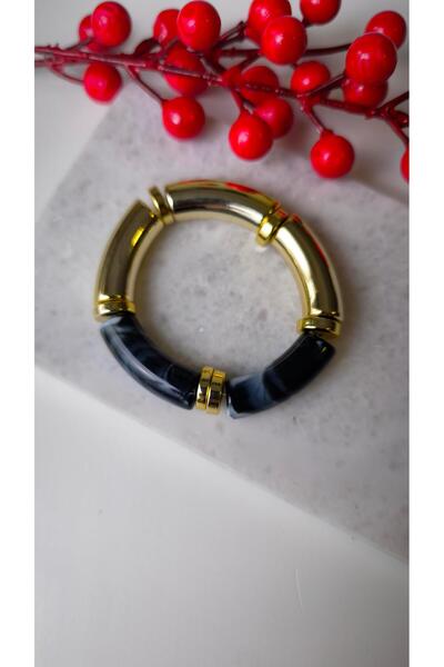 VOBEEYKU Bone gold detail burgundy elastic bracelet