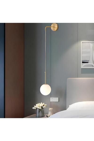 Buiva Modern Jerry Duvar Sarkıt Pilli Aplik Glop Beyaz Camlı Aplik Kablosuz Tak Çalıştır Eskitme Gold Sarı