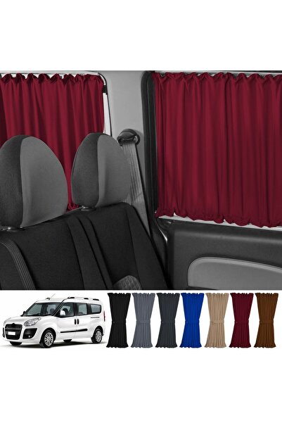 Oto Pandami Fiat Doblo Iı Uzun Şase 2010-2023 Uyumlu Bordo Raylı Oto Perde Ta...