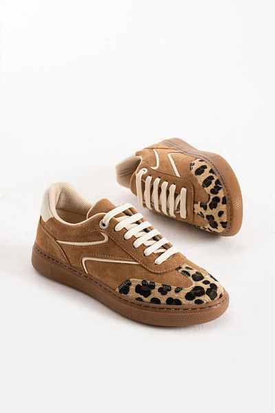 wolk shoes Viva Brown Leopard Patterned Women's Sneakers