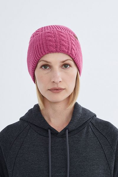 Nordbron Women's Dusty Rose Acrylic Plain Soft Knitwear Beanie Stretchy Double Fold Winter Basic Coopley with Logo