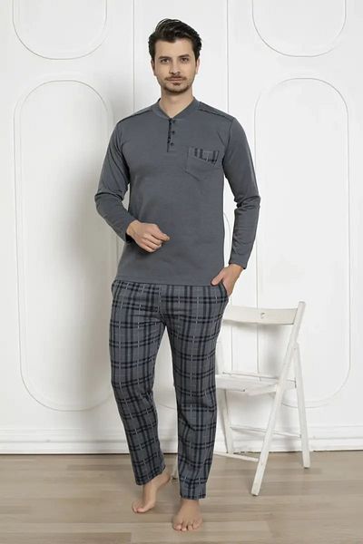ALİMER Σετ ανδρικές πιτζάμες καρό - Smoked Winter Lycra Interlock 1211UKL