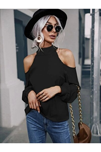 NRC COLLECTION Kadın Uzun Kollu Omuz Dekolteli Viskon Bluz