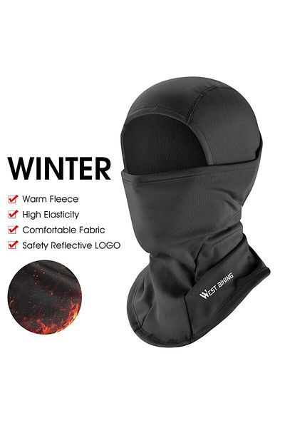 West Biking Black Cycling Cap Winter Warm Running Scarf Balaclava Velvet Bike Full Face Cover Headwe