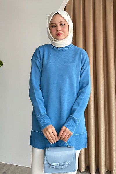 InStyle سترة تريكو أساسية باللون الأزرق