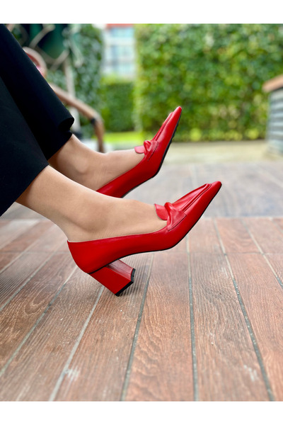 D&A İzland Shoes Kadın Yeni Tasarım Hakiki Derili Kırmızı Renk Topuklu Ayakkabı