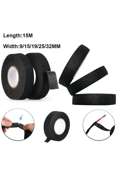 Choice شريط عازل للحرارة العالية 19 مم 15 متر أسود 15 متر لحجرة محرك السيارة ...