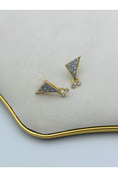 MyladyAccessoriess Geometric Zircon Stone and Dangle Detail Earrings (Steel)