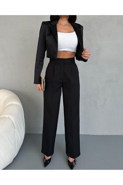 Zeo Basic Palazzo Pants with High Waist Cirt Closure