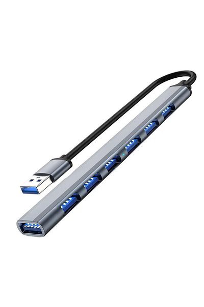 Choice موزع USB 3.0 Type C عالي السرعة مزود بـ 7 منافذ باللون الرمادي مع محول OTG لمحطة إرساء لأجهزة الكمبيوتر الشخصية وأجهزة Macbook