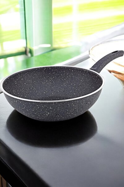 Gökdil Cantef Fireproof Non-Stick 28 cm Bakelite Wok Pan with Handle