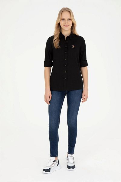U.S. Polo Assn. Cămașă de bază cu mânecă lungă, amestecată de in, cu croiala normală 1840395