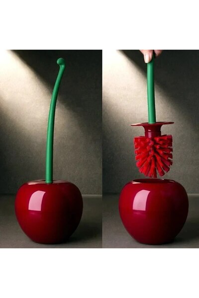 Choice فرشاة مرحاض حمراء واحدة بتصميم إبداعي على شكل كرز جميل مع حامل فرشاة المرحاض ...