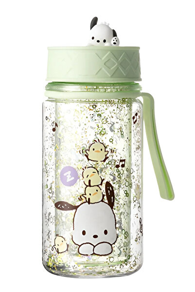 Miniso Sanrio Lisanslı Askılı Simli Plastik Şişe (300ml) - Kuromi - Cinnamoroll -  Pompompurin