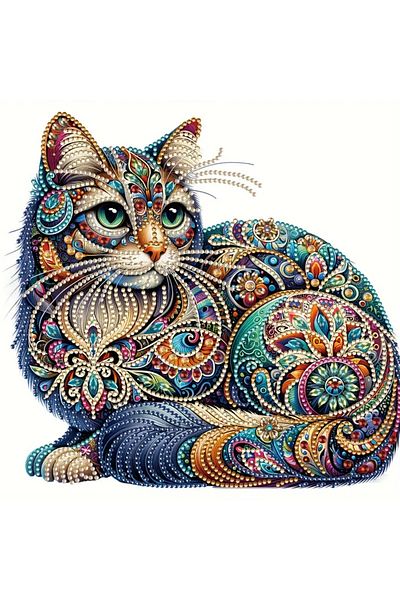 Choice 30x30cm Cat 1pc Cat Pattern Diamond Painting Kit, Diy 5d Special Shape Crystal Diamond Partial Diamo