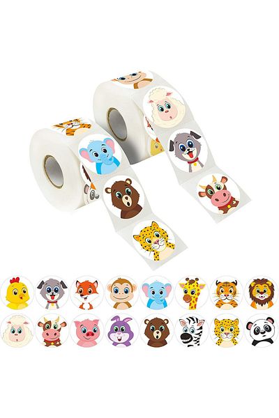 Choice 500Pcs/Roll Cartoon Animal Reward Stickers 2.5cm/1.0in Diy Decor Perfect For Learning Games Noteb...