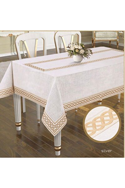 Ceki Home Față de masă Carla 160 x 220 / Față de masă din țesătură albă rezis...