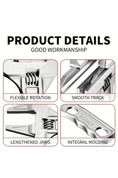 Choice black Black 16-68mm Adjustable Bathroom Wrench - Space-Saving And Multi-Functional