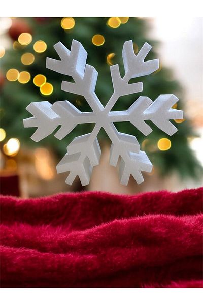 DenizYalıtım Christmas Ornament Snowflake and Deer - Styrofoam Eps 6cm 20cm Length Set