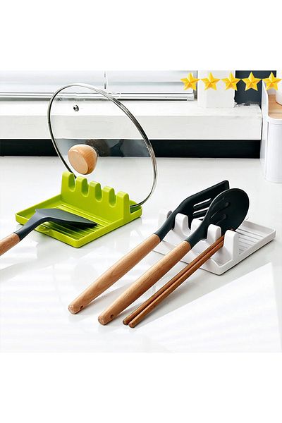 Choice [Hot Sales] 1Pcspatula Rack Pot Lid Rack Shelves Counter Top Shovel Spoon Shelf Soup Spoon Pad Pu...