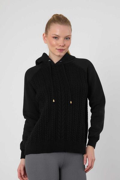 Rays Negru cu glugă Detaliu tricotaj Sweat 3500