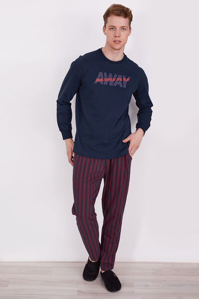 Arnetta Away Mavi Erkek Uzun Kol Pijama Takım