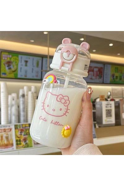 Choice Kt 600ml Sanrio Hello Kitty Pochacco Transparent Straw Cup Anime Cartoon Kuromi Cinnamoroll For Kid