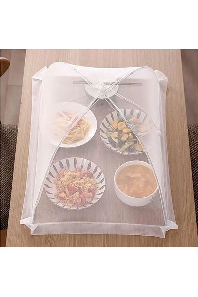 Choice غطاء طعام أبيض شبكي قابل للطي وقابل للغسل ومضاد للحشرات وغطاء للأطباق الواقية مقاس 48 × 48 × 24 سم