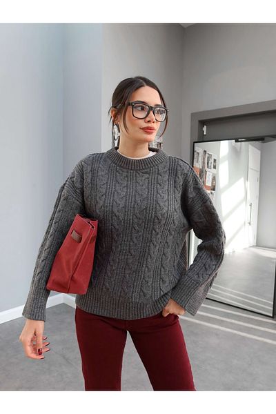 ESRAHELVACI Pulover împletit cu păr cu gât