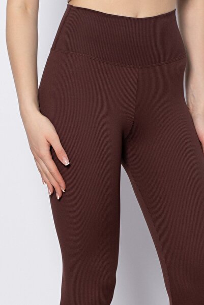 TÜKATO Smeđa boja unutra Čupkani materijal Rebrasto Flis paket Visok struk el...