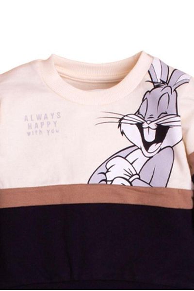 Chicsy Baby طقم بدلة رياضية قطنية مطبوعة للجنسين للأطفال والرضع من Bugs Bunny - طقم علوي وسفلي مكون من قطعتين