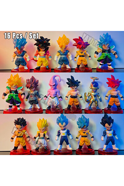BANDAI مجموعة من 16 قطعة بدون صندوق لشخصية دراغون بول زد سوبر سايان سون جوكو ...