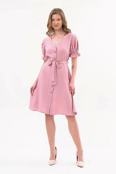 apsen Women's Tie Detailed Buttoned New Season V-Neck Dress 4366/100