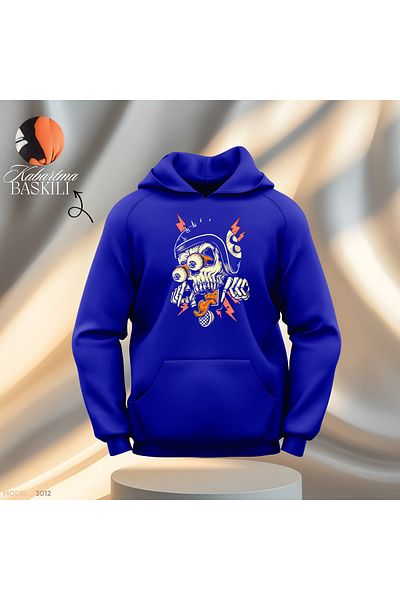 Gölge Store Biker Skull Design - Hanorac cu glugă Slimfit semi-embosat pentru bărbați și femei