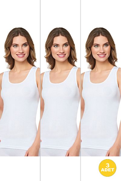 CNT Women's Ribbed Wide Strap Cotton Lycra Detailed Athlete 3 Pack
