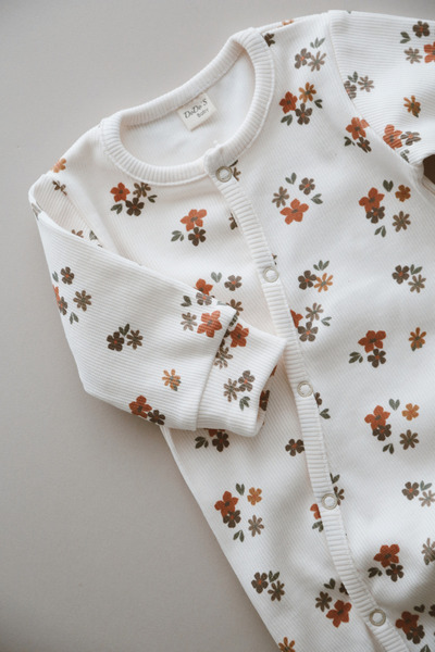 DoDo'S Baby Floral Patterned Organic Camisole Baby Romper