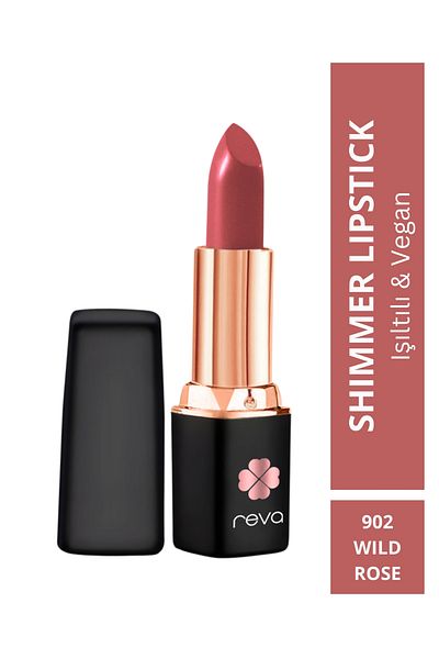 REVA Shimmer Lipstick Wild Rose - Sparkle Lipstick - 4 Gr - No: 902 - Vegan & Clean Content