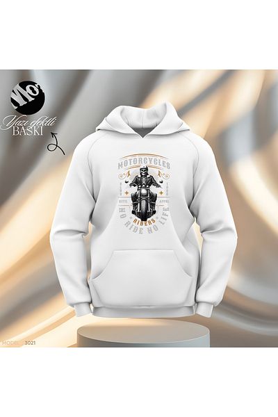 Gölge Store Ανακλαστικό Σχέδιο Μοτοσικλετιστή - Ανδρικό και Γυναικείο Φούτερ με κουκούλα Slimfit