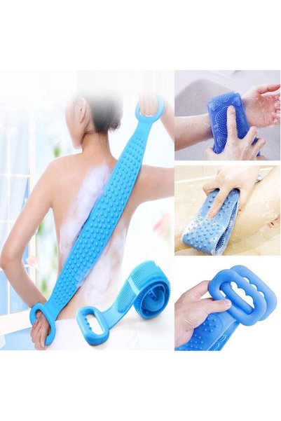 Generic Brand 1 Piece Double Sided Bath Back Scrubber Silicone Shower Loofah Brush 70 cm
