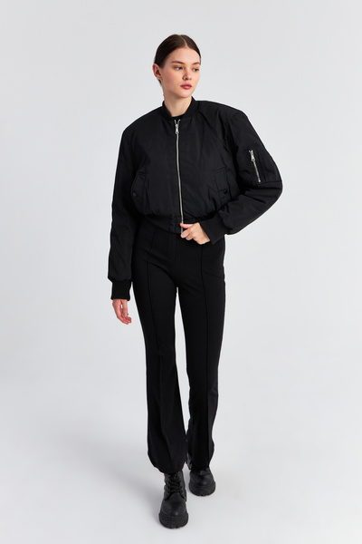 Ecrou Palton Bomber Crop Oversize de damă