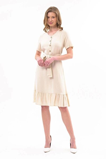 apsen Γυναικείο καλοκαιρινό μίντι φόρεμα με λεπτομέρεια με κουμπί μπροστά 4437/105