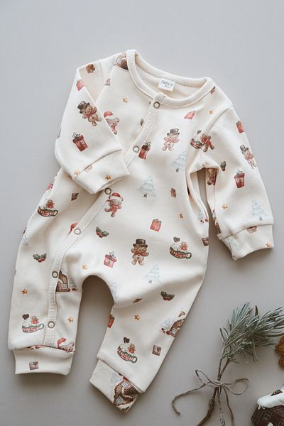 DoDo'S Baby Cookie Man Patterned Organic Camisole Baby Romper