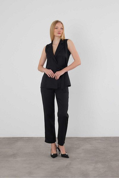 Rays Black 6307 Model Lacing Detailed Trousers Set
