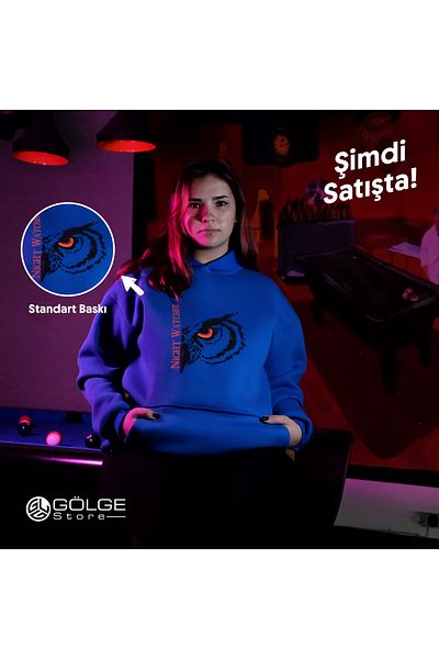 Gölge Store Специален дизайн с релефен принт на бухал | Суитшърт с качулка Slimfit за мъже и жени