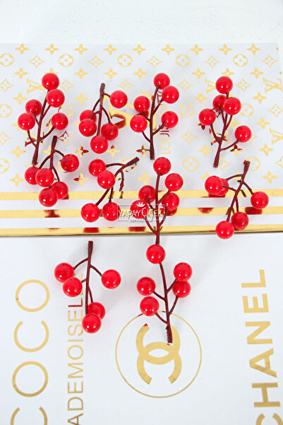 Yapay Çiçek Deposu Yapay Kafa Top Kokina Berry Yeni Yıl Süsü 8 cm 10lu Paket