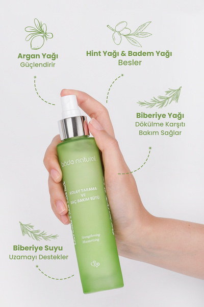 Bade Natural Biberiye Kolay Tarama Ve Saç Bakım Sütü - Elektriklenme Karşıtı, Güçlendirici, Nemlendirici - 100 ml