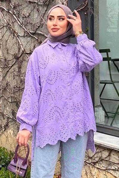 Neva Style تونيك حجاب ليلك - 13512LILA