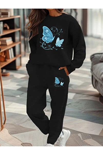 Nebulaa Tekstil Γυναικείο άνετο κοστούμι Nebulaa, Σετ φούτερ με στρογγυλή λαι...